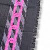 Hot Pink,Grey and Black Woven Scarf With Chain Detail