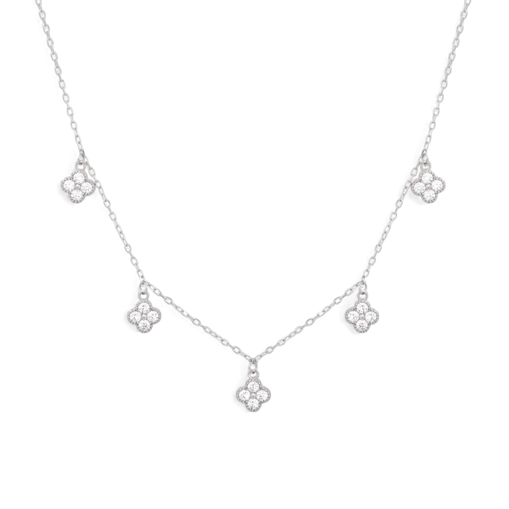 Multi Clover CZ Dangle Necklace
