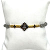 Labradorite Beaded Bracelet with Gold Bar and Stones