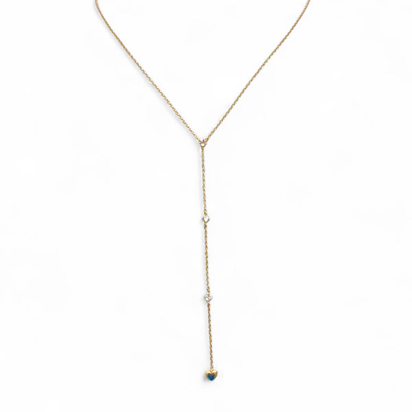 Gold Dipped Y Line Heart Necklace