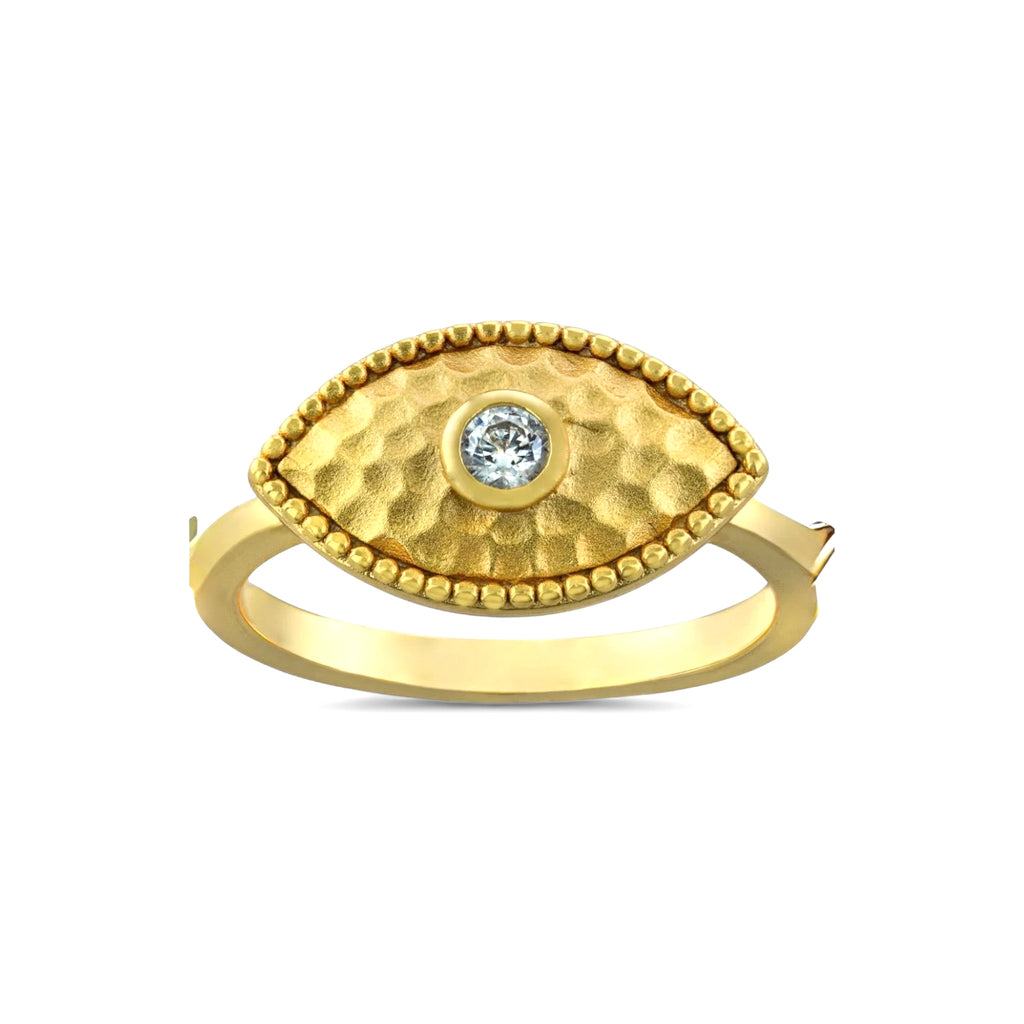 Hammered Evil Eye Ring