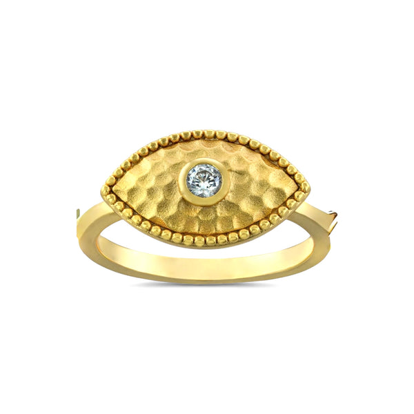 Hammered Evil Eye Ring