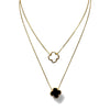 Gold with Mother of Pearl or Black Enamel Clover Necklace