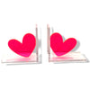 Set of 2 Acrylic Heart Bookends