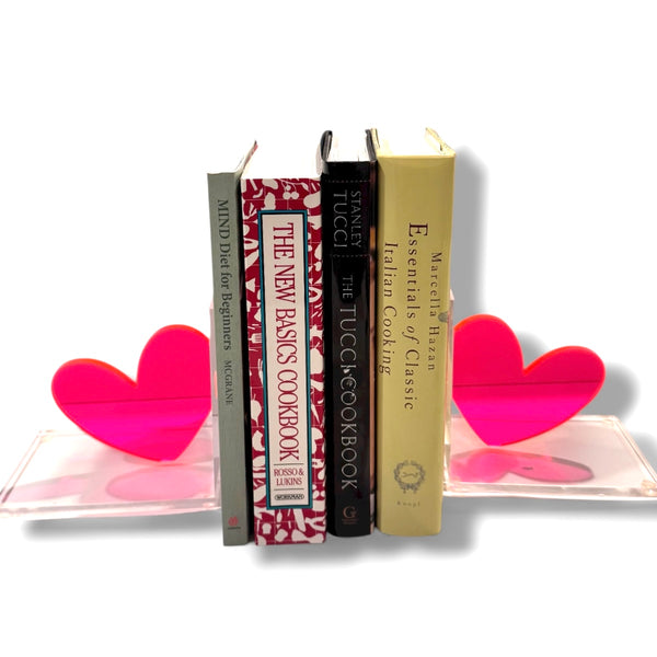 Set of 2 Acrylic Heart Bookends