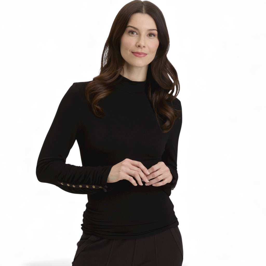 Ainsley Button Accent Sleeve Turtleneck
