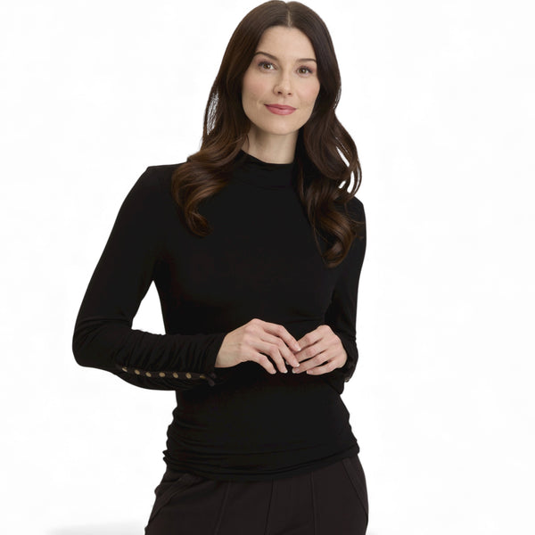 Ainsley Button Accent Sleeve Turtleneck