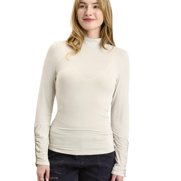 Ainsley Button Accent Sleeve Turtleneck