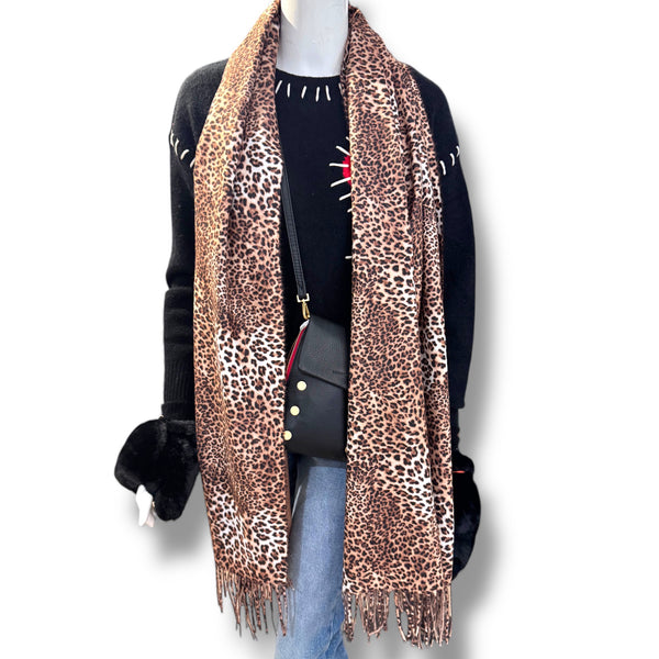 Leopard Fringe Scarf