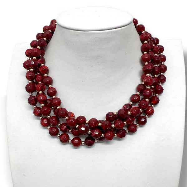 Four Strand Cranberry Color Beads