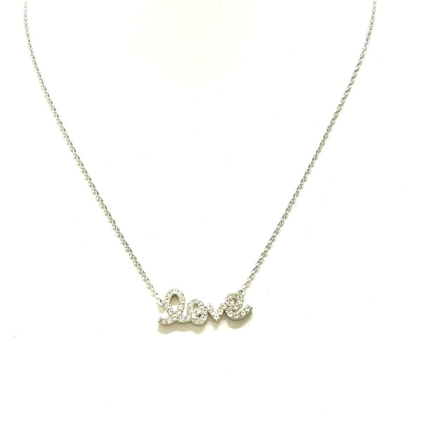 Cursive Love CZ Necklace