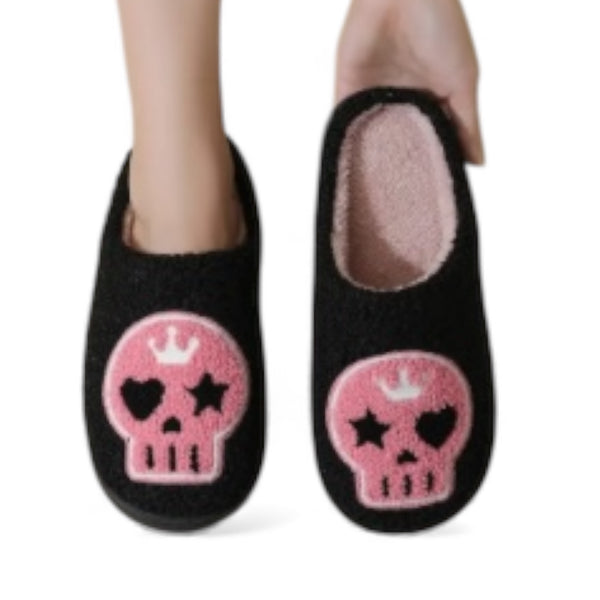 Star, Crown and Heart Skull Slippers