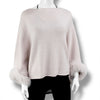 Dusty Pink Knit Poncho With Fox Fur Trim Sleeves