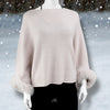 Dusty Pink Knit Poncho With Fox Fur Trim Sleeves
