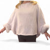 Dusty Pink Knit Poncho With Fox Fur Trim Sleeves