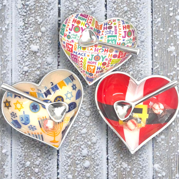 Happy Christmas Santa Heart Bowl With Spoon