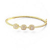 Gold-Plated 3 Pave Square Bangle
