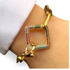 Colorful CZ Carabiner Paperclip Bracelet
