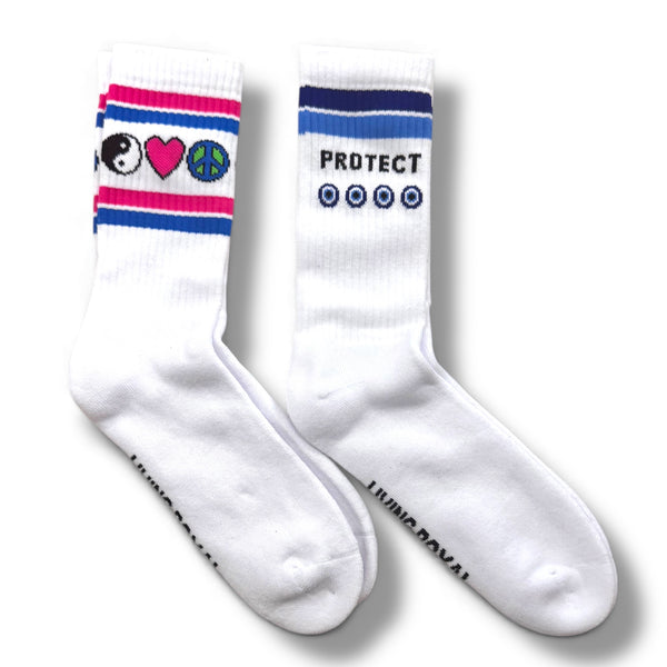 Decorative Ribbed Crew Socks