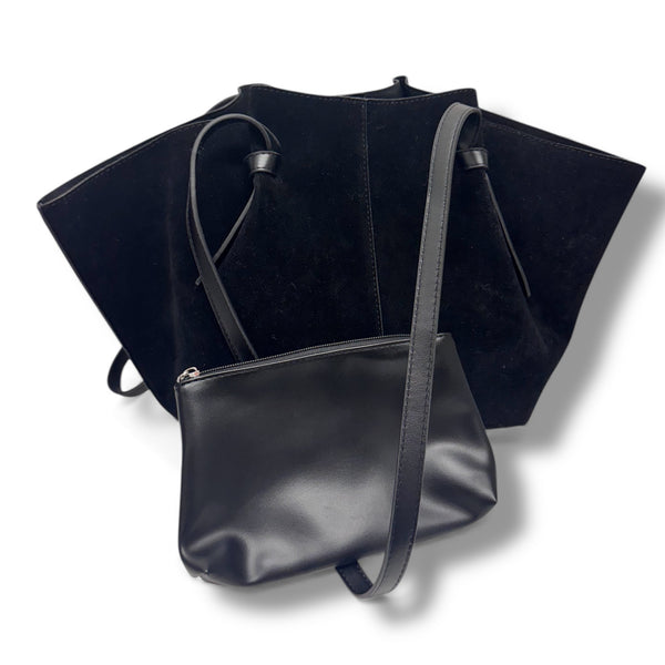 Suede Winged Shoulder Bag