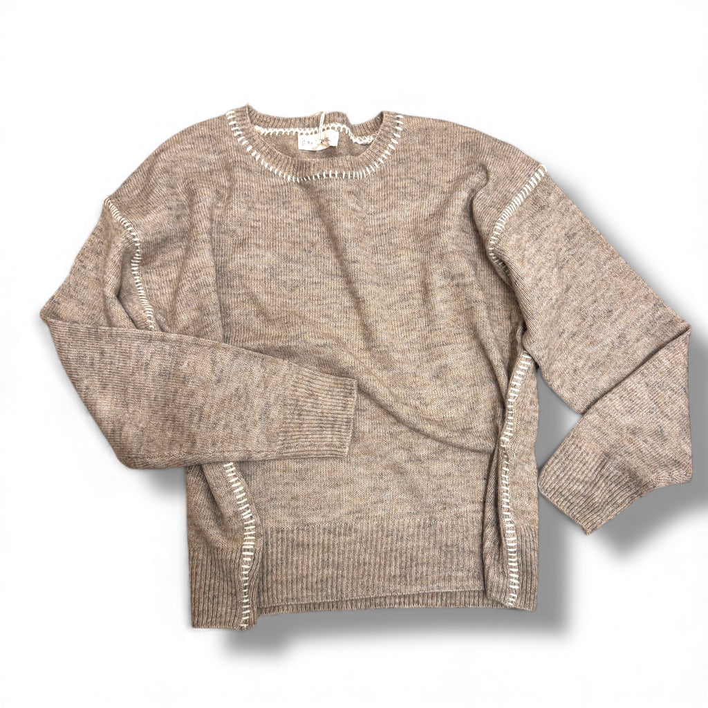 Contrast Trim Mocha Sweater