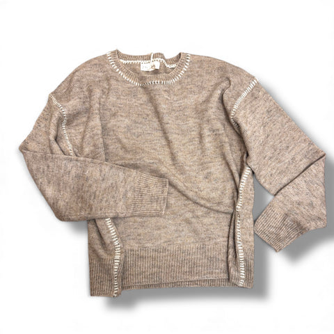 Contrast Trim Mocha Sweater