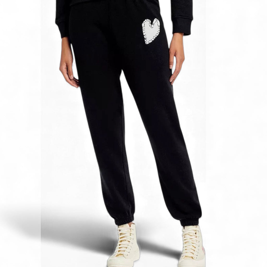 Kerri Rosenthal Black Sweatpants With White Heart