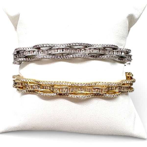 Wavy CZ Bangle Bracelet