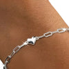 Sterling Silver Etched Paperclip and Heart Bracelet