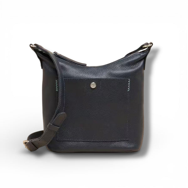 Dark Navy Mini Fern Leather Crossbody Bag