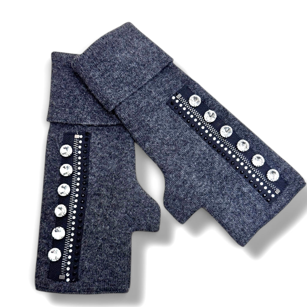 Mitchies Crystal Design Fingerless Gloves