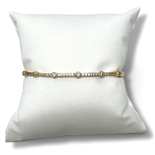 Extra Thin Gold and Cz Bangle