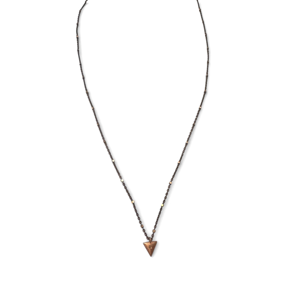 Black/Gold Satellite Necklace with Gold Triangle Charm