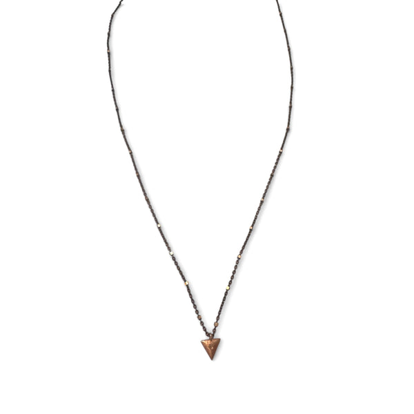 Black/Gold Satellite Necklace with Gold Triangle Charm