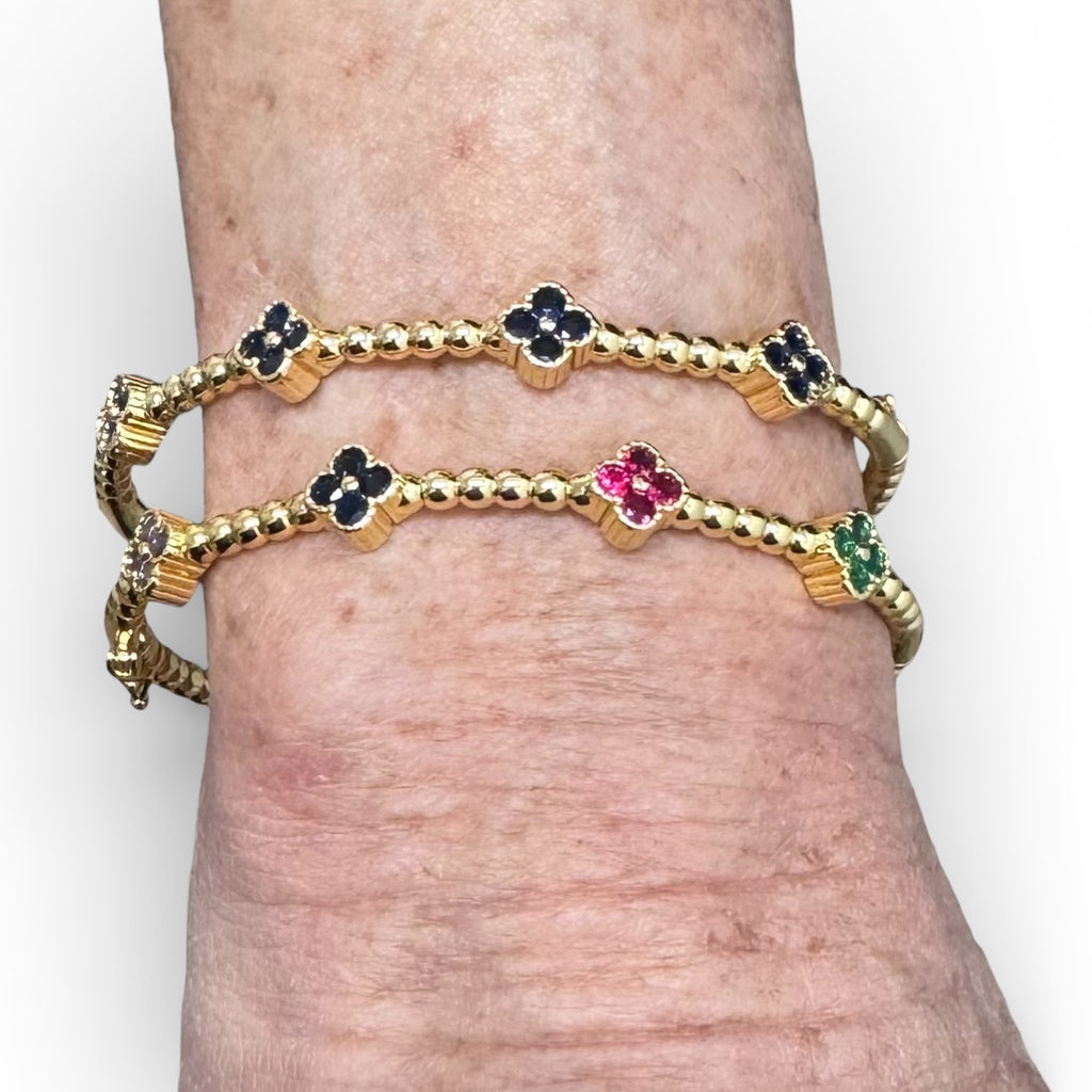 Crystal Clover Bangle Bracelet