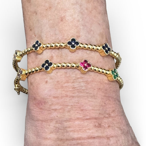 Crystal Clover Bangle Bracelet