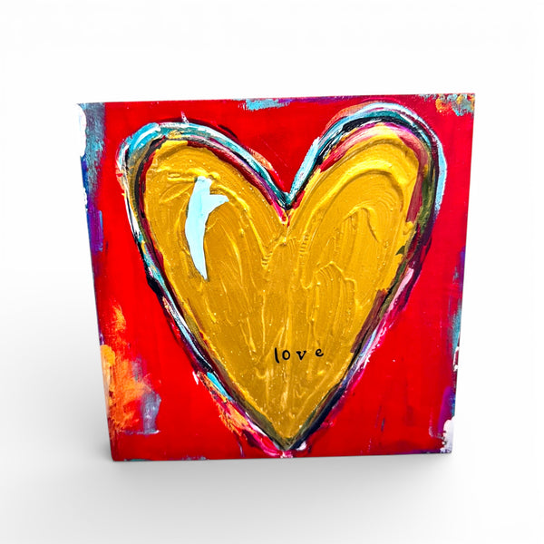 Gold Heart Wood Block