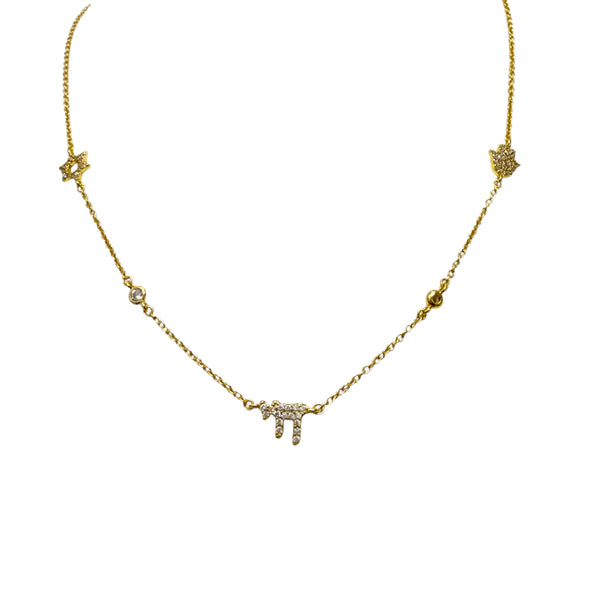 Judaica CZ Station Necklace