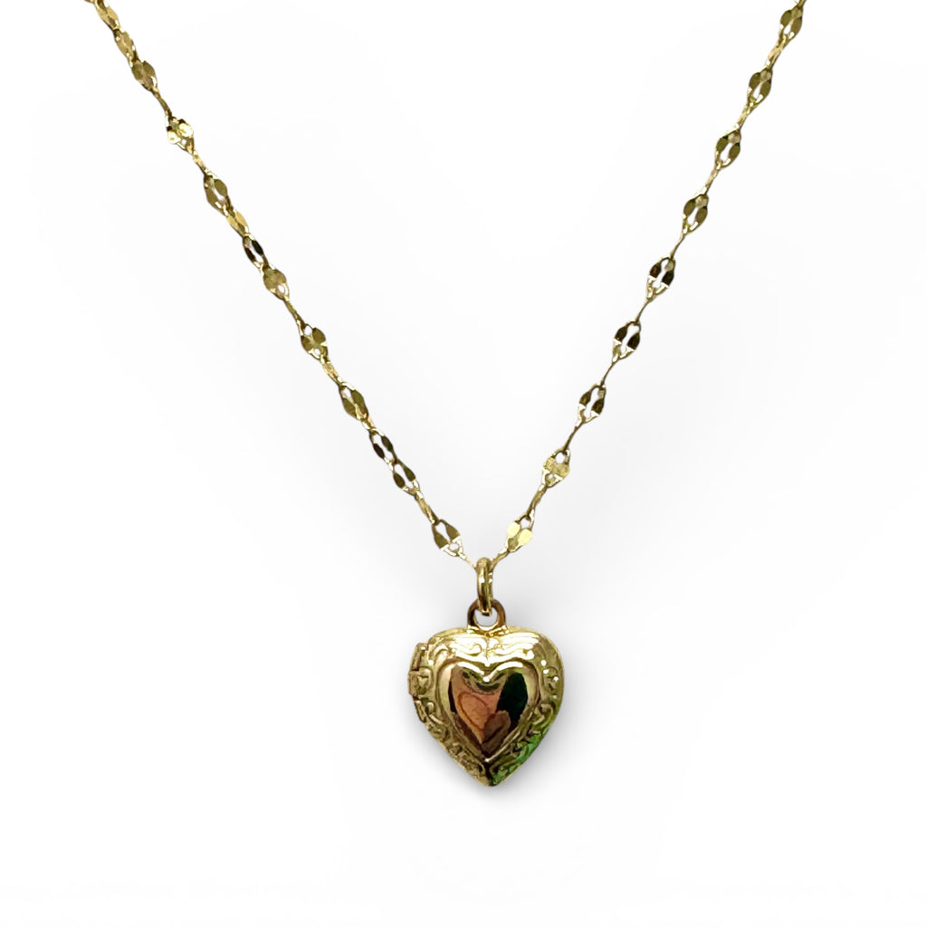 Gold Heart Locket Necklace