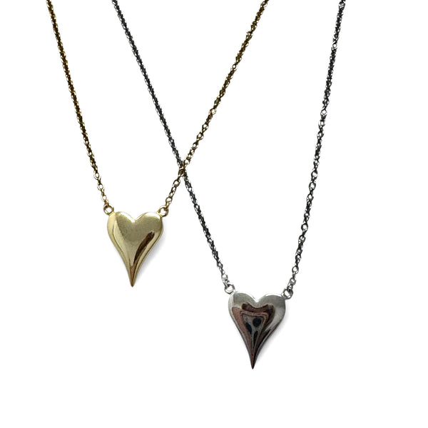 Sterling or Gold Solid Heart Necklace