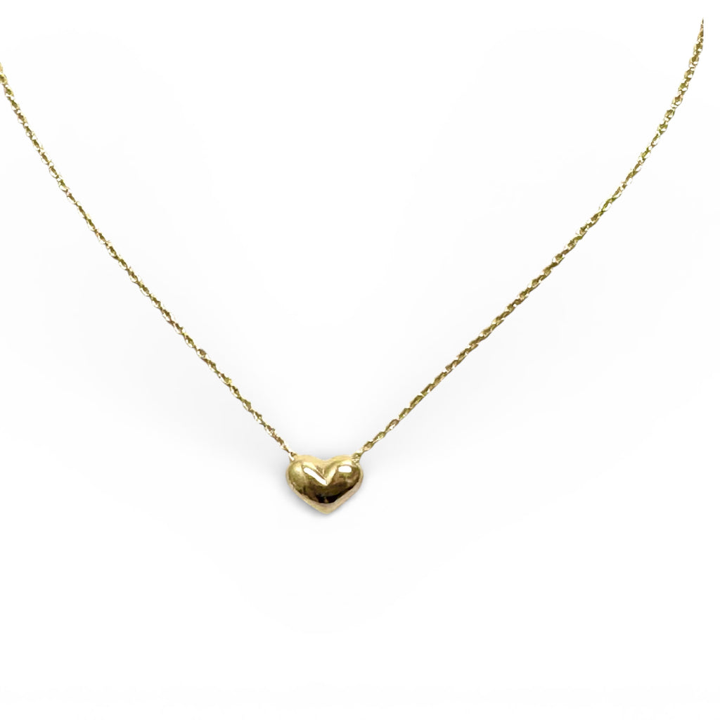 Small Gold Puff Heart Necklace