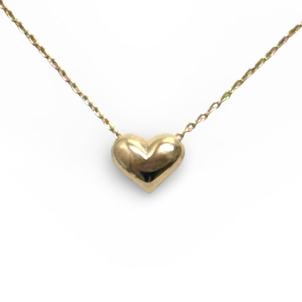 Small Gold Puff Heart Necklace