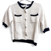 Fideline Short Sleeve Cardi With Two Front Pockets