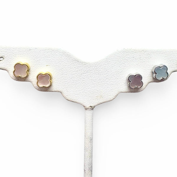 Mini Mother of Pearl Clover Earrrings