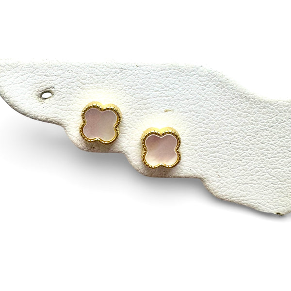Mini Mother of Pearl Clover Earrrings