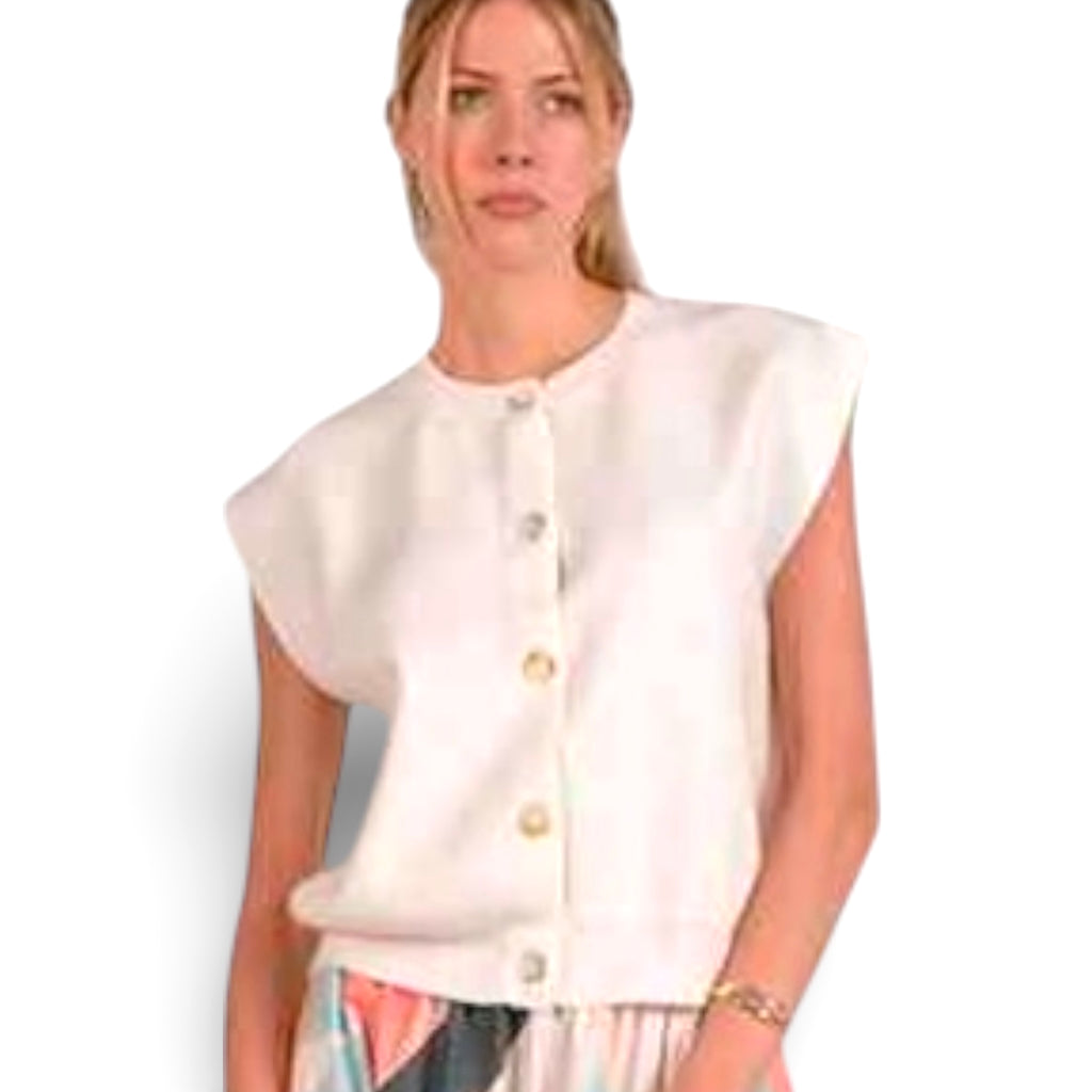 Elan Crewneck Sweater with Cap Sleeve
