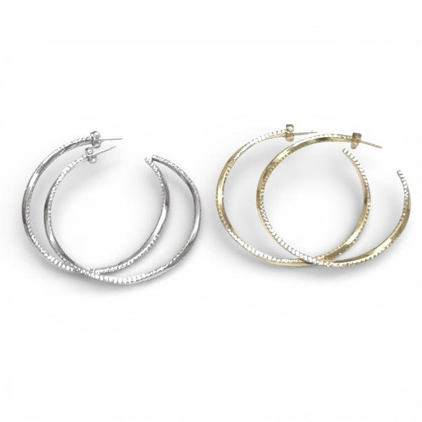 Gold or Sterling CZ Twisted Hoops