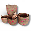 Hand Woven Seagrass and Hearts Baskets with Handles