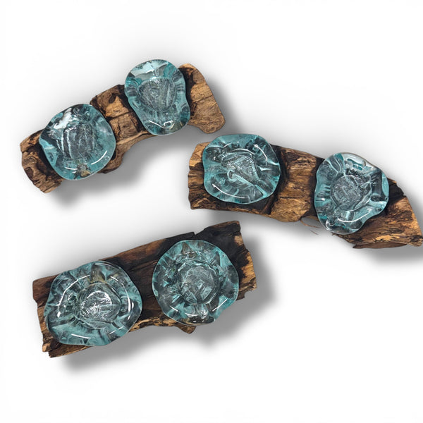 Recycled Glass Candle Holder on Coffee Tree Root