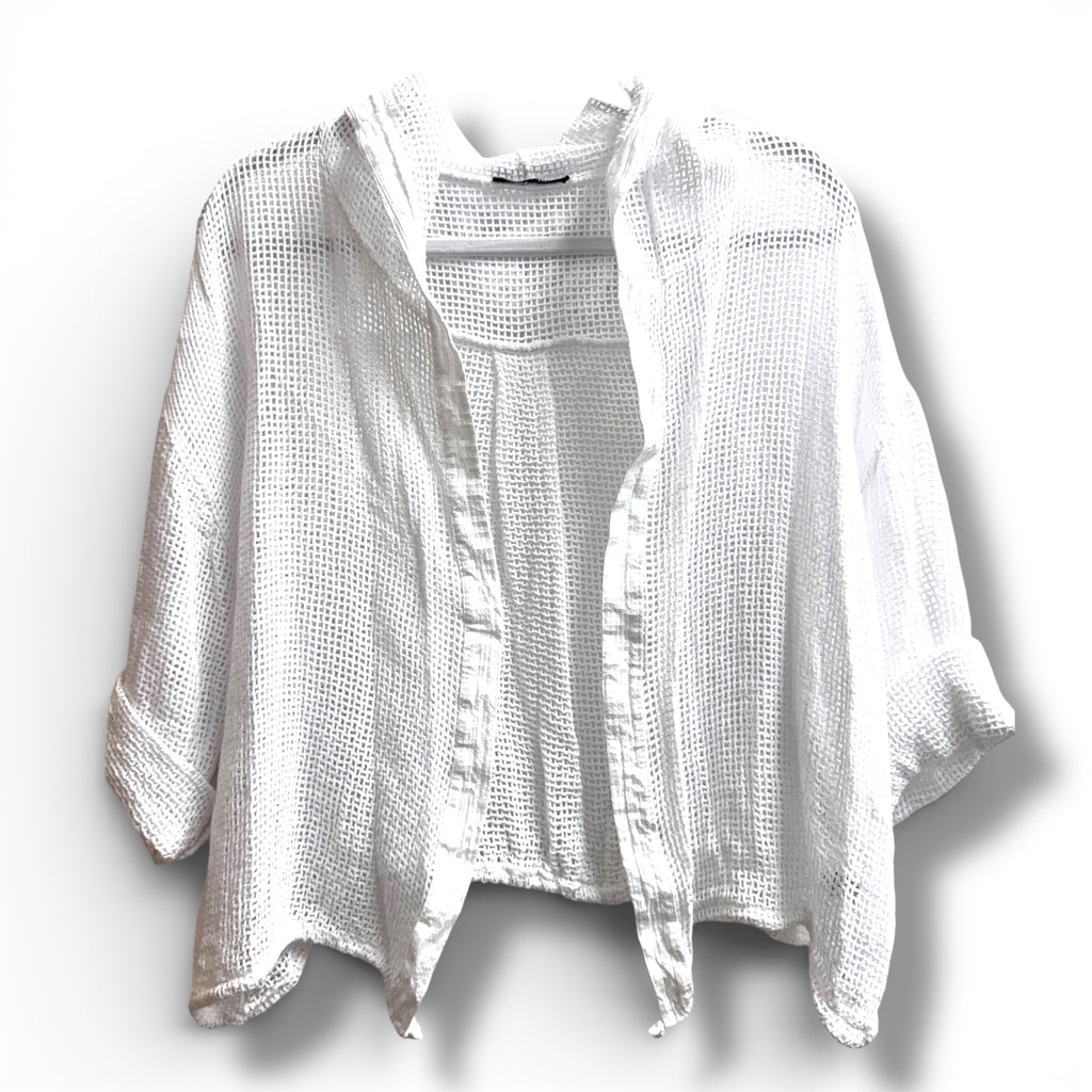 Sequin Fishnet Cardigan With Hood